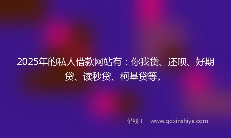 2025年的私人借款网站有：你我贷、还呗、好期贷、读秒贷、柯基贷等。
