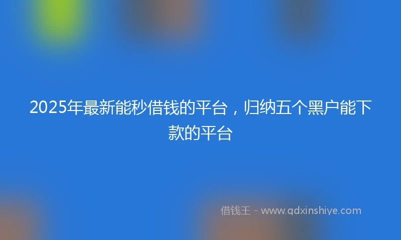 2025年最新能秒借钱的平台，归纳五个黑户能下款的平台