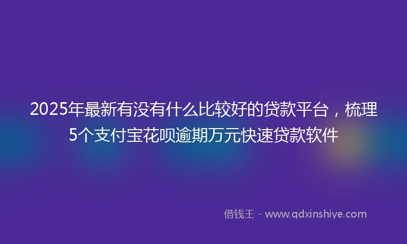 2025年最新有没有什么比较好的贷款平台，梳理5个支付宝花呗逾期万元快速贷款软件
