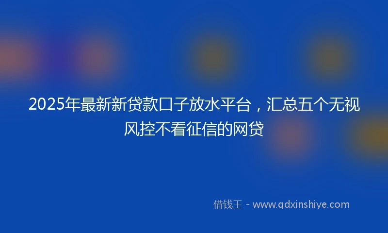 2025年最新新贷款口子放水平台，汇总五个无视风控不看征信的网贷