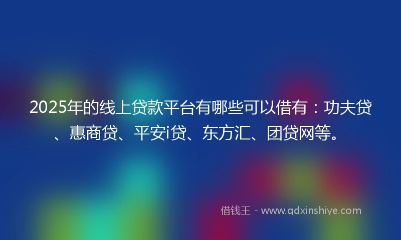 2025年的线上贷款平台有哪些可以借有：功夫贷、惠商贷、平安i贷、东方汇、团贷网等。