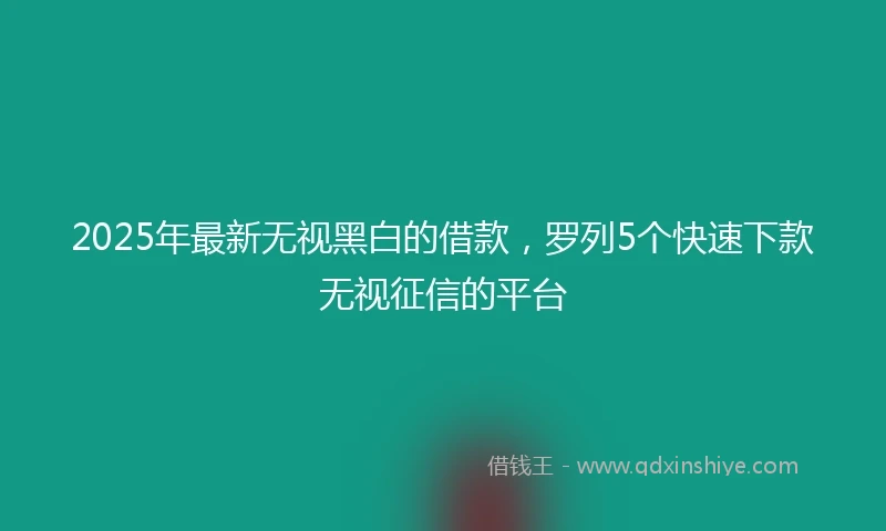 2025年最新无视黑白的借款，罗列5个快速下款无视征信的平台