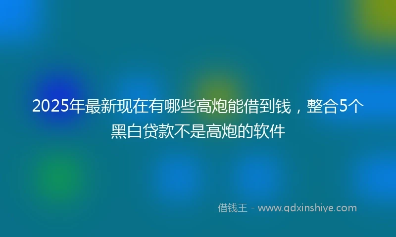 2025年最新现在有哪些高炮能借到钱，整合5个黑白贷款不是高炮的软件
