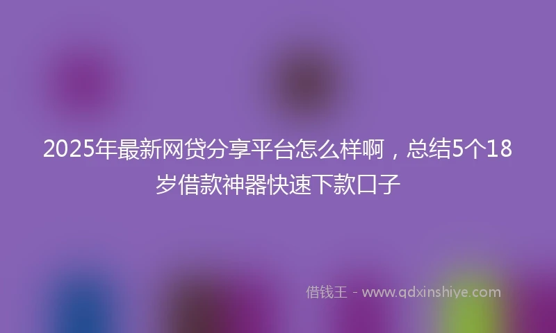 2025年最新网贷分享平台怎么样啊，总结5个18岁借款神器快速下款口子