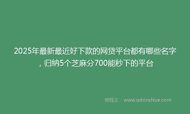 2025年最新最近好下款的网贷平台都有哪些名字，归纳5个芝麻分700能秒下的平台