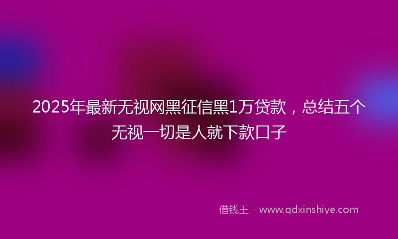 2025年最新无视网黑征信黑1万贷款，总结五个无视一切是人就下款口子