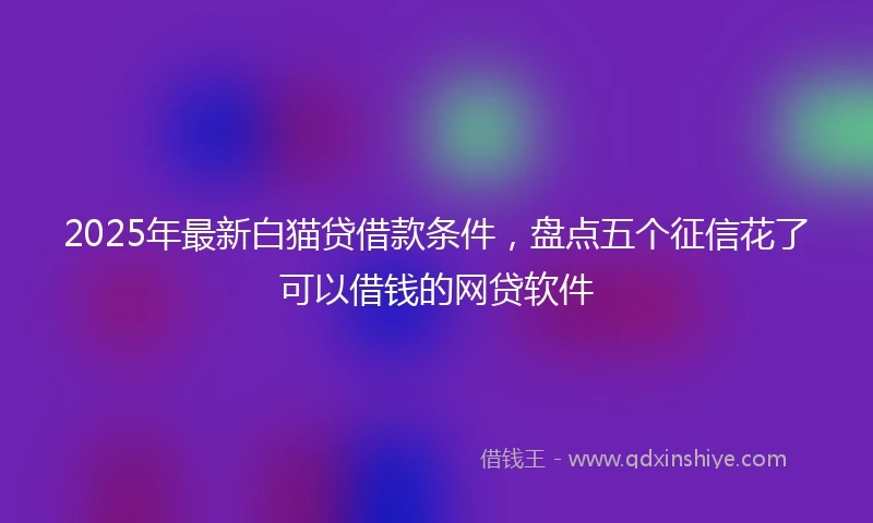 2025年最新白猫贷借款条件，盘点五个征信花了可以借钱的网贷软件