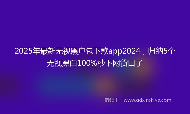 2025年最新无视黑户包下款app2024，归纳5个无视黑白100%秒下网贷口子