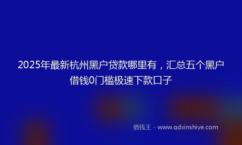 2025年最新杭州黑户贷款哪里有，汇总五个黑户借钱0门槛极速下款口子