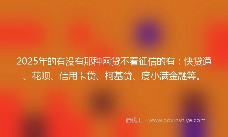 2025年的有没有那种网贷不看征信的有：快贷通、花呗、信用卡贷、柯基贷、度小满金融等。