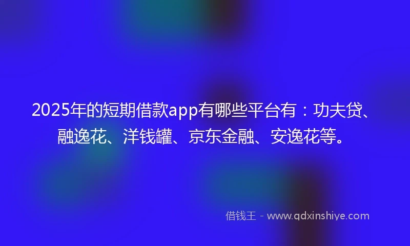 2025年的短期借款app有哪些平台有：功夫贷、融逸花、洋钱罐、京东金融、安逸花等。