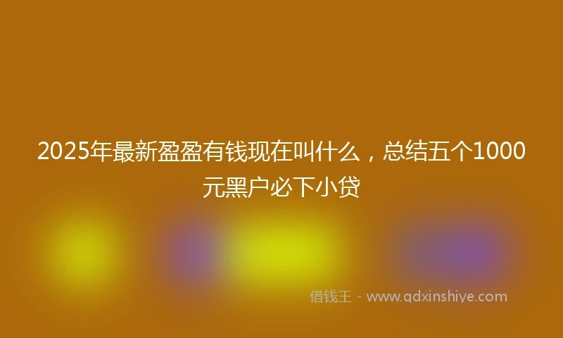 2025年最新盈盈有钱现在叫什么，总结五个1000元黑户必下小贷