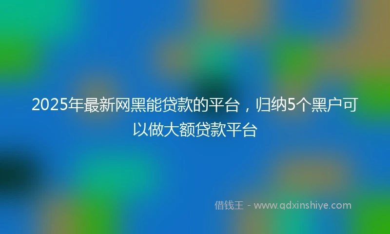 2025年最新网黑能贷款的平台，归纳5个黑户可以做大额贷款平台
