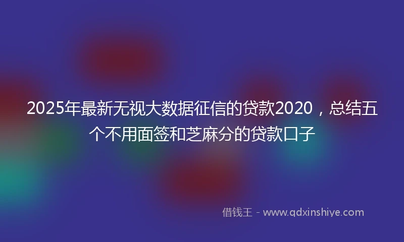 2025年最新无视大数据征信的贷款2020，总结五个不用面签和芝麻分的贷款口子