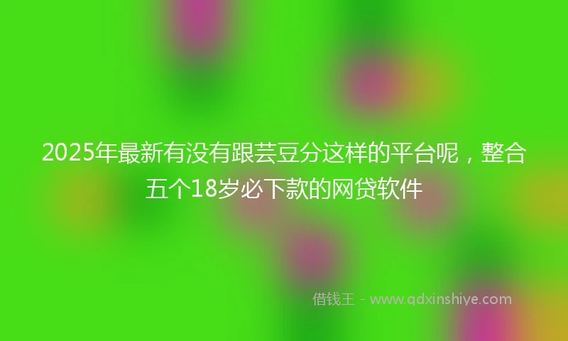 2025年最新有没有跟芸豆分这样的平台呢，整合五个18岁必下款的网贷软件