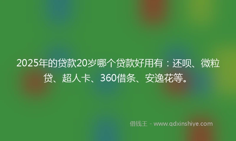 2025年的贷款20岁哪个贷款好用有：还呗、微粒贷、超人卡、360借条、安逸花等。