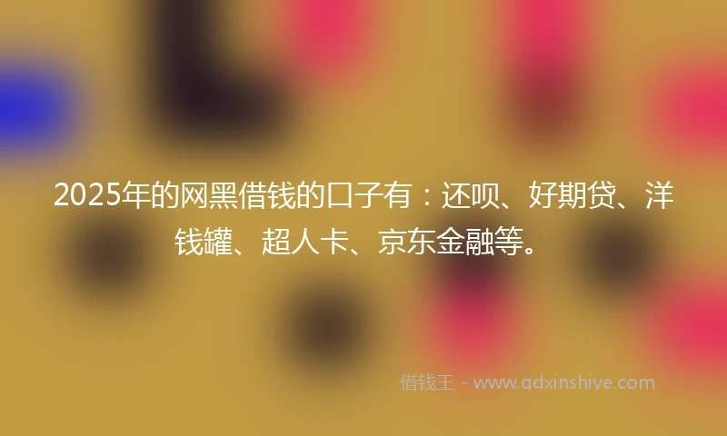 2025年的网黑借钱的口子有：还呗、好期贷、洋钱罐、超人卡、京东金融等。