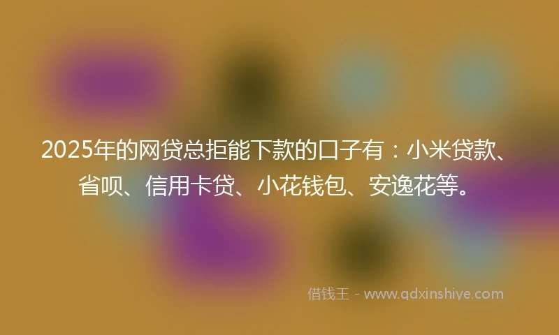 2025年的网贷总拒能下款的口子有：小米贷款、省呗、信用卡贷、小花钱包、安逸花等。