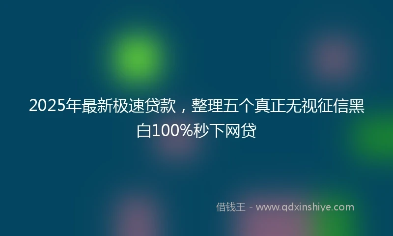 2025年最新极速贷款，整理五个真正无视征信黑白100%秒下网贷