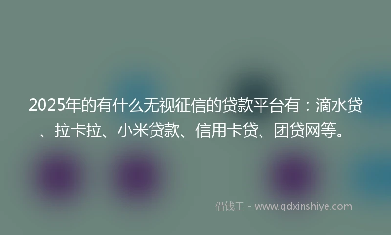 2025年的有什么无视征信的贷款平台有：滴水贷、拉卡拉、小米贷款、信用卡贷、团贷网等。
