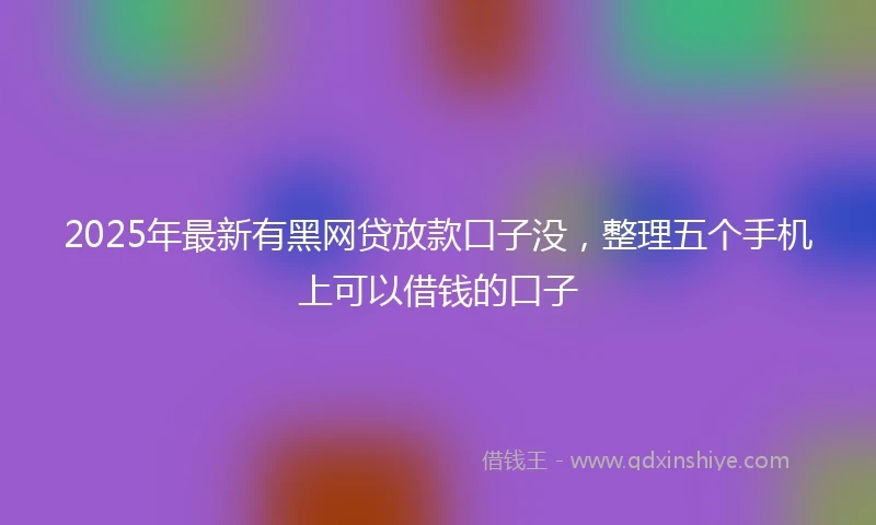 2025年最新有黑网贷放款口子没，整理五个手机上可以借钱的口子