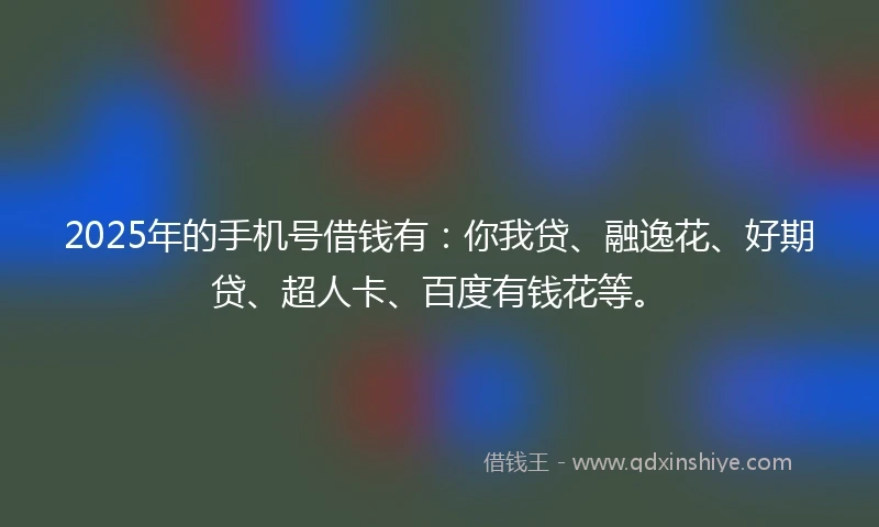 2025年的手机号借钱有：你我贷、融逸花、好期贷、超人卡、百度有钱花等。