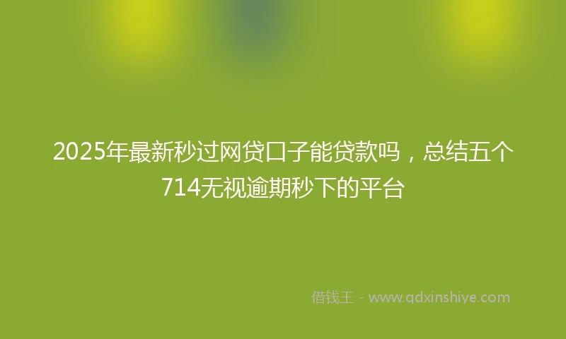 2025年最新秒过网贷口子能贷款吗，总结五个714无视逾期秒下的平台