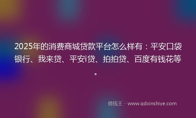 2025年的消费商城贷款平台怎么样有：平安口袋银行、我来贷、平安i贷、拍拍贷、百度有钱花等。