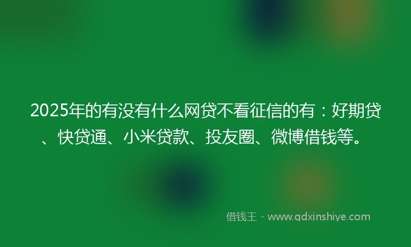 2025年的有没有什么网贷不看征信的有：好期贷、快贷通、小米贷款、投友圈、微博借钱等。