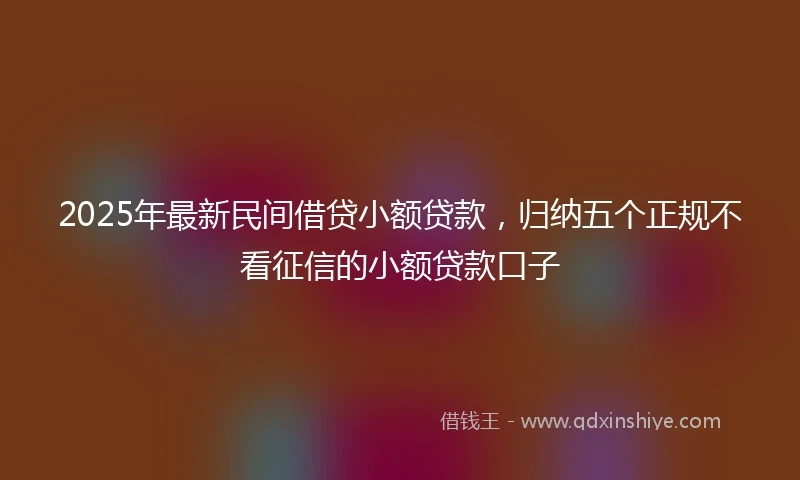 2025年最新民间借贷小额贷款，归纳五个正规不看征信的小额贷款口子