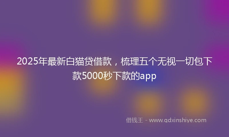 2025年最新白猫贷借款，梳理五个无视一切包下款5000秒下款的app