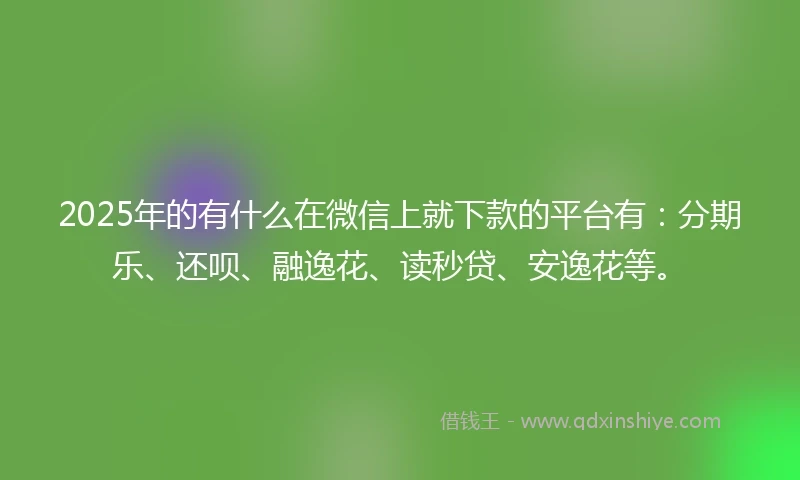 2025年的有什么在微信上就下款的平台有：分期乐、还呗、融逸花、读秒贷、安逸花等。