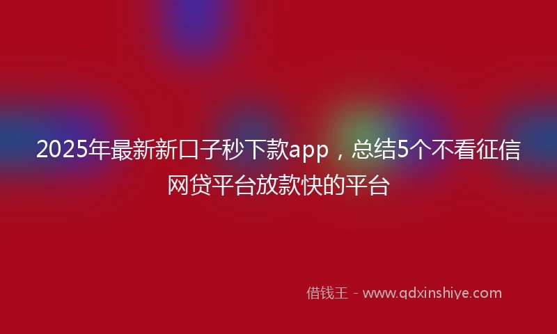 2025年最新新口子秒下款app，总结5个不看征信网贷平台放款快的平台