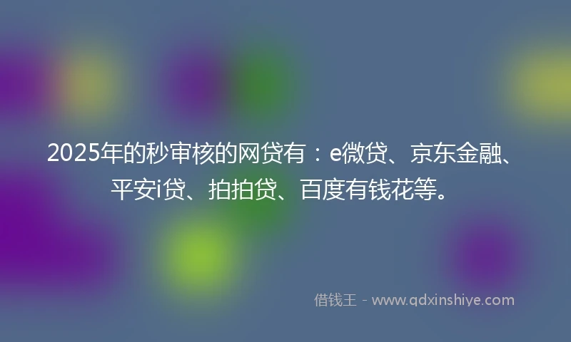 2025年的秒审核的网贷有：e微贷、京东金融、平安i贷、拍拍贷、百度有钱花等。