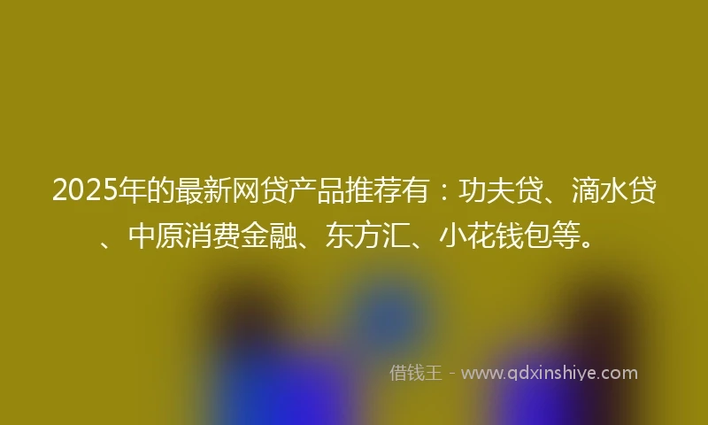 2025年的最新网贷产品推荐有：功夫贷、滴水贷、中原消费金融、东方汇、小花钱包等。
