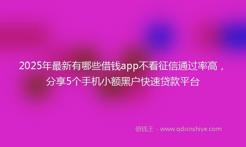 2025年最新有哪些借钱app不看征信通过率高，分享5个手机小额黑户快速贷款平台