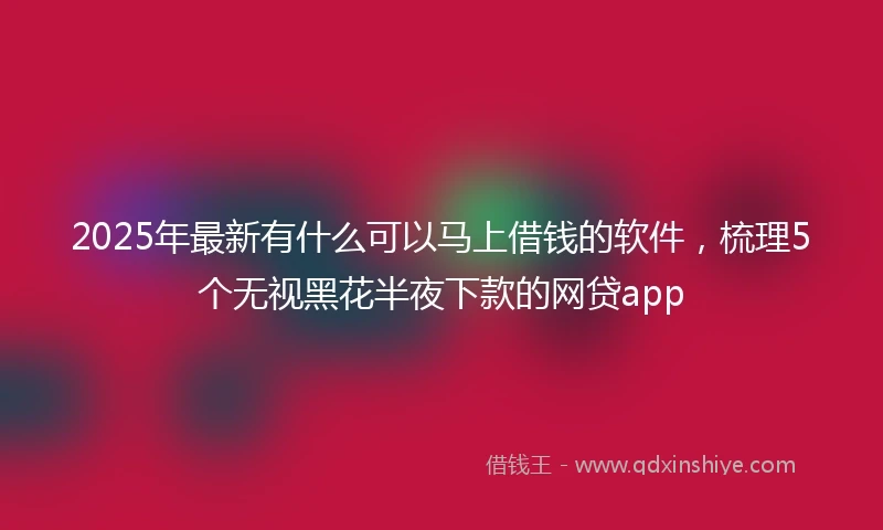 2025年最新有什么可以马上借钱的软件，梳理5个无视黑花半夜下款的网贷app