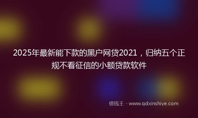 2025年最新能下款的黑户网贷2021，归纳五个正规不看征信的小额贷款软件