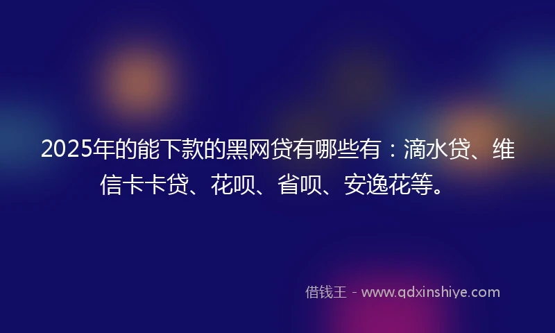 2025年的能下款的黑网贷有哪些有：滴水贷、维信卡卡贷、花呗、省呗、安逸花等。