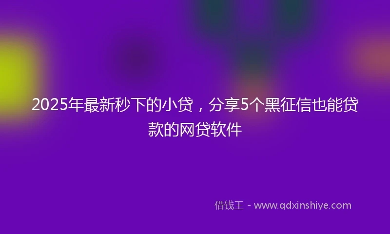 2025年最新秒下的小贷，分享5个黑征信也能贷款的网贷软件