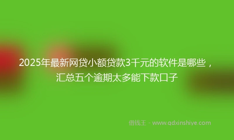 2025年最新网贷小额贷款3千元的软件是哪些，汇总五个逾期太多能下款口子