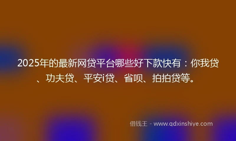 2025年的最新网贷平台哪些好下款快有：你我贷、功夫贷、平安i贷、省呗、拍拍贷等。