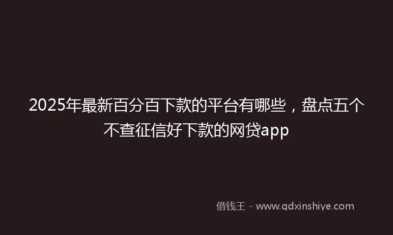 2025年最新百分百下款的平台有哪些，盘点五个不查征信好下款的网贷app