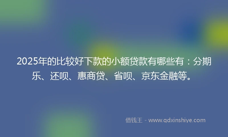 2025年的比较好下款的小额贷款有哪些有：分期乐、还呗、惠商贷、省呗、京东金融等。