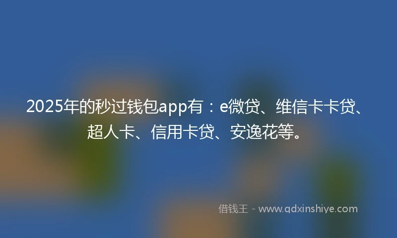 2025年的秒过钱包app有：e微贷、维信卡卡贷、超人卡、信用卡贷、安逸花等。