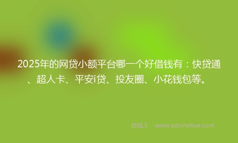 2025年的网贷小额平台哪一个好借钱有：快贷通、超人卡、平安i贷、投友圈、小花钱包等。