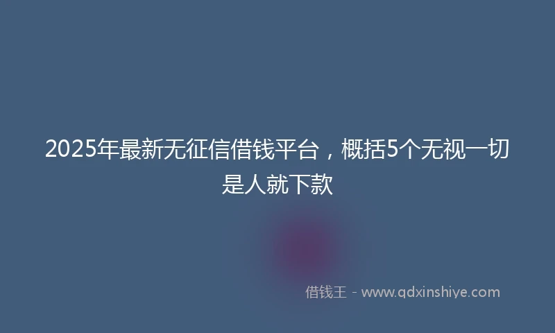 2025年最新无征信借钱平台，概括5个无视一切是人就下款