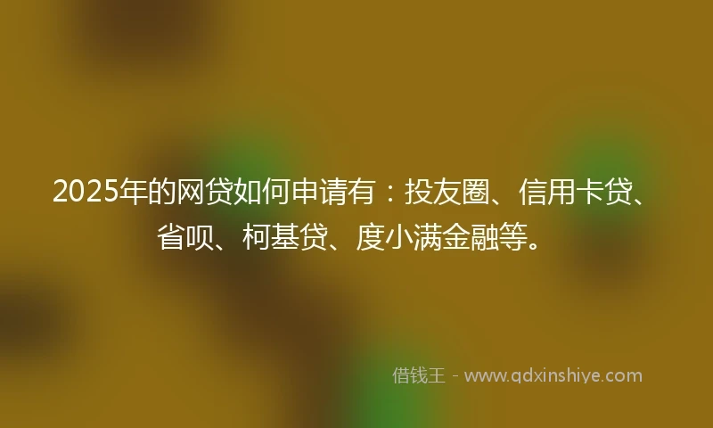 2025年的网贷如何申请有：投友圈、信用卡贷、省呗、柯基贷、度小满金融等。