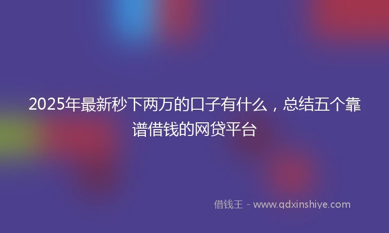2025年最新秒下两万的口子有什么，总结五个靠谱借钱的网贷平台