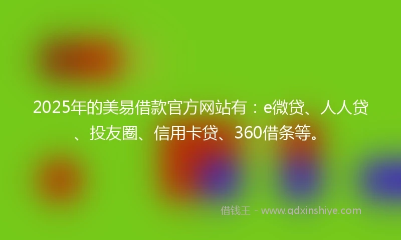 2025年的美易借款官方网站有：e微贷、人人贷、投友圈、信用卡贷、360借条等。